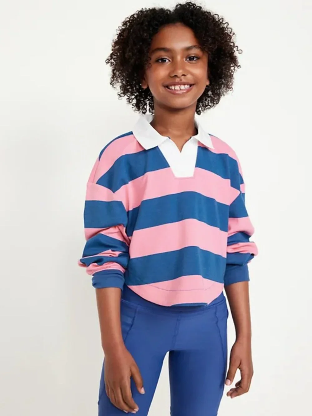 Old Navy Active Collared Striped Pullover Top Size Girls Large (10-12)